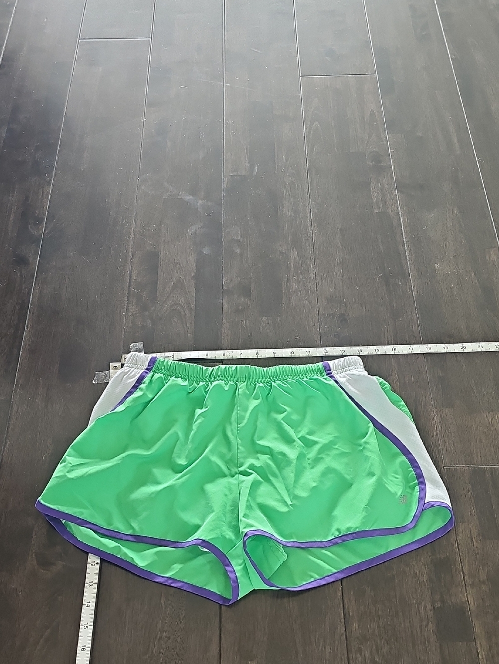 Green athletic shorts with built in Underwear